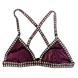 Victoria's Secret Plum Purple Crochet Trim Triangle Bikini Top Small